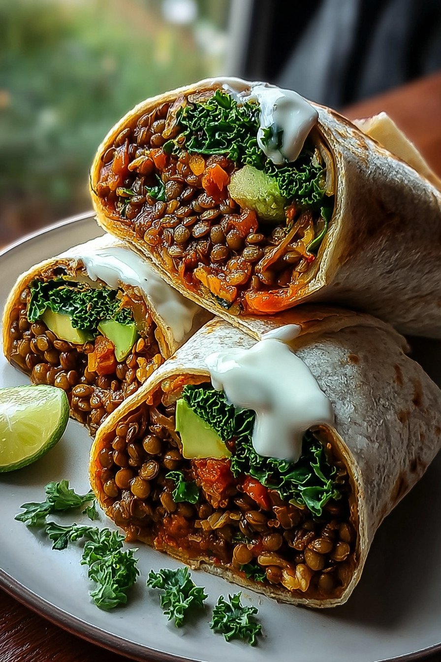 Vegetarische Burritos mit Linsen und Walnüssen für ein sättigendes Veggie Mittagessen final result