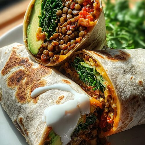 Vegetarische Burritos mit Linsen und Walnüssen für ein sättigendes Veggie Mittagessen extra recipe photo