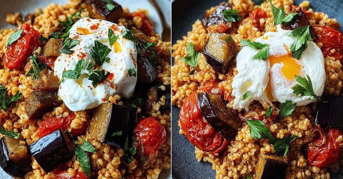 Bulgur mit Tomaten, Auberginen und Joghurt recipe photo