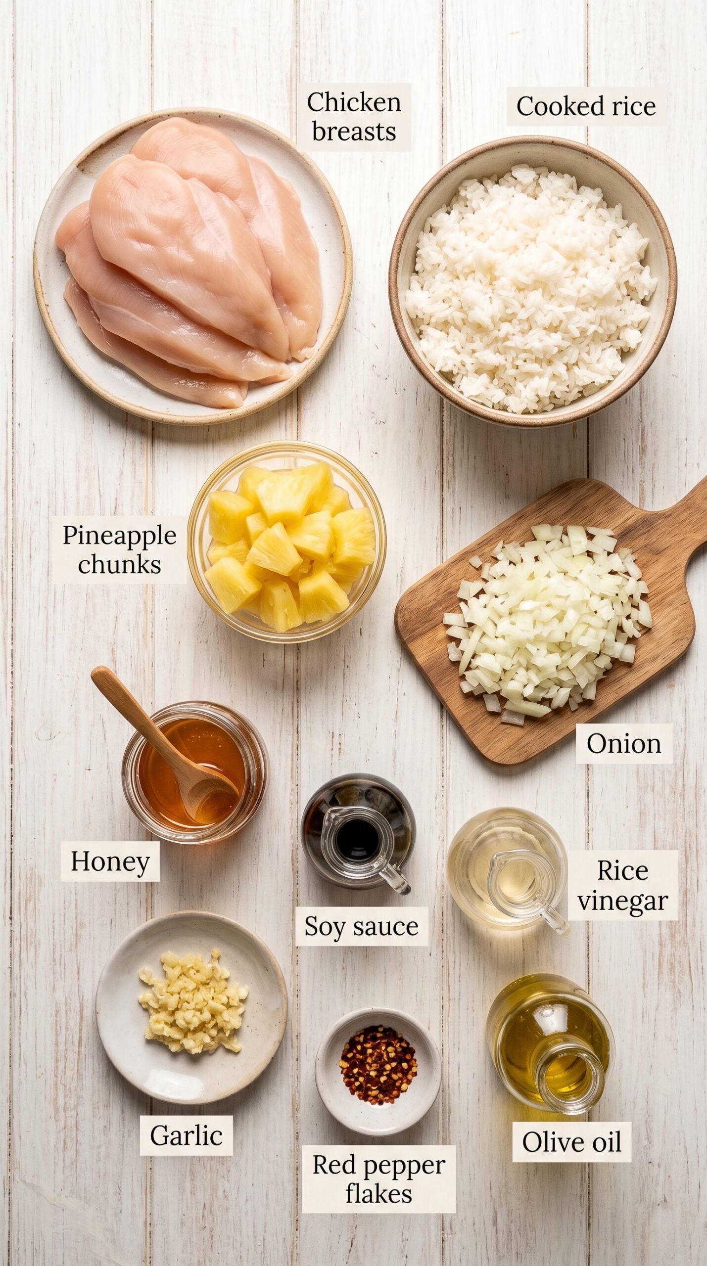 Pineapple Chicken and Rice mit süß-würziger Pfannensauce recipe ingredients