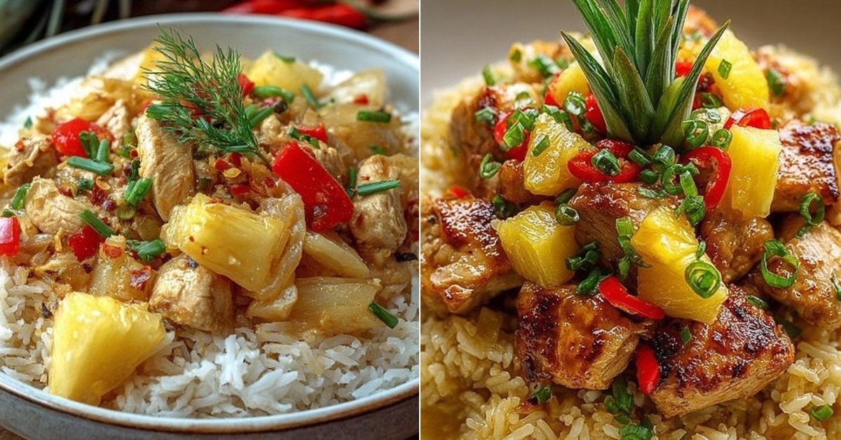 Pineapple Chicken and Rice mit süß-würziger Pfannensauce recipe photo
