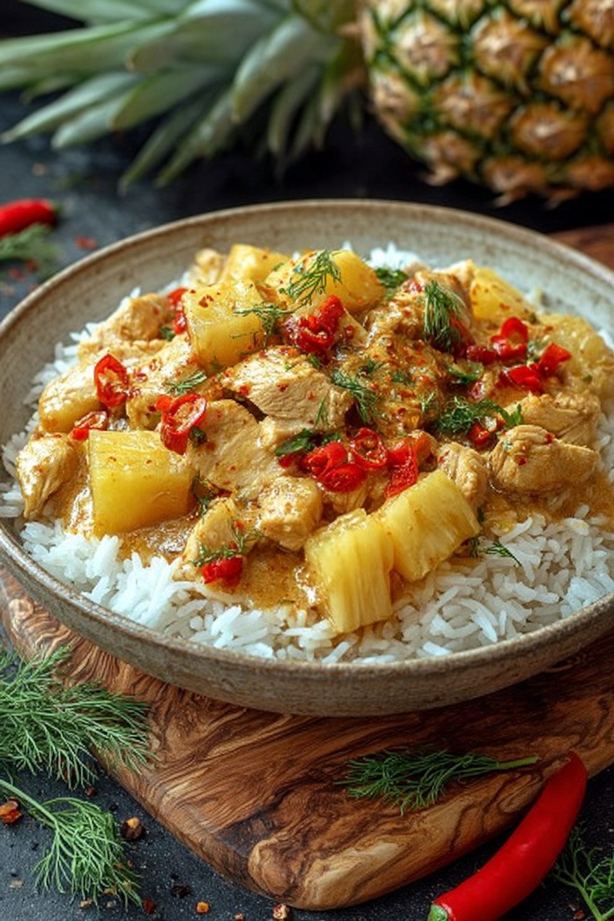 Pineapple Chicken and Rice mit süß-würziger Pfannensauce final result
