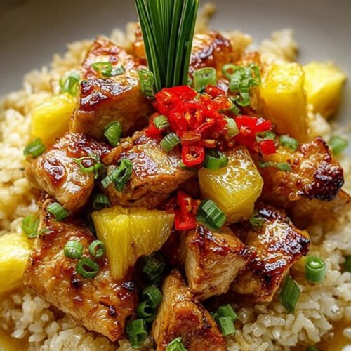 Pineapple Chicken and Rice mit süß-würziger Pfannensauce extra recipe photo
