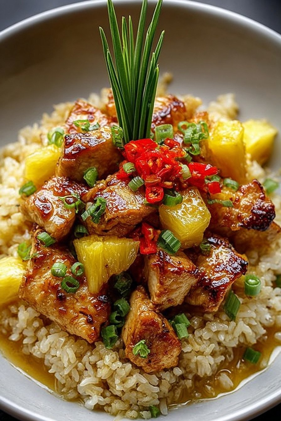 Pineapple Chicken and Rice mit süß-würziger Pfannensauce extra recipe photo