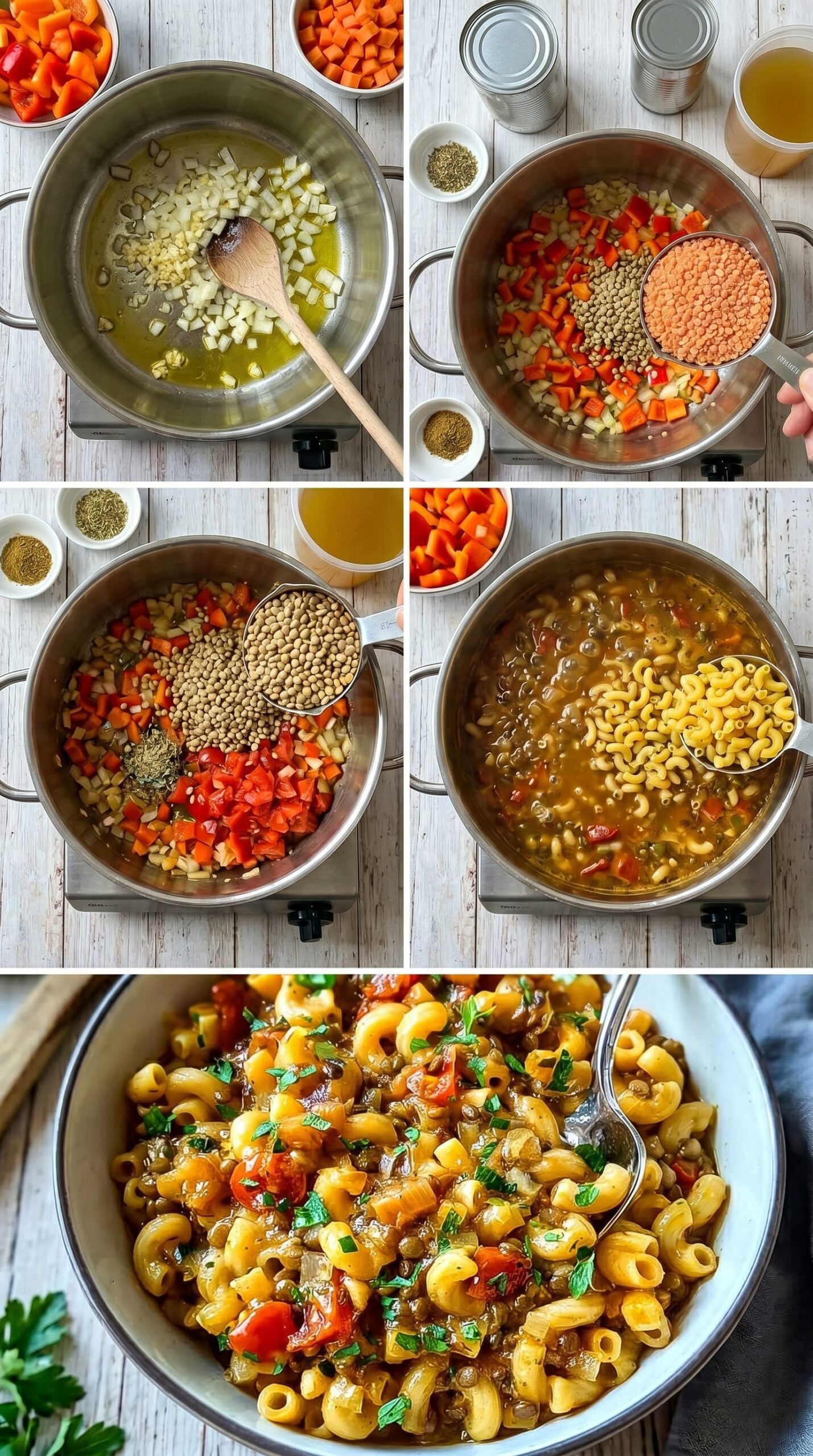 One-Pot-Pasta mit Linsen: Ein herzhaftes Rezept aus einem Topf recipe instructions