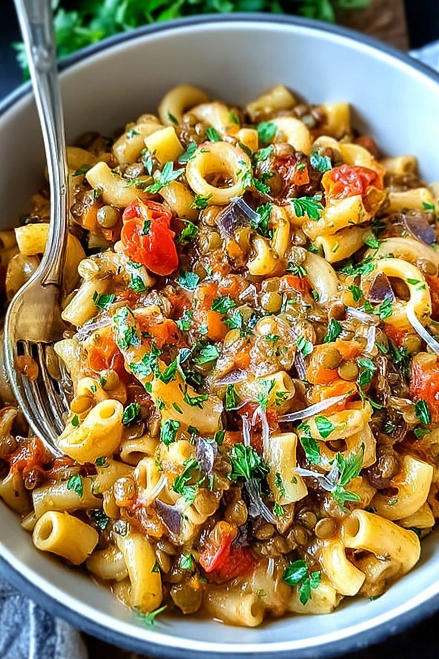 One-Pot-Pasta mit Linsen: Ein herzhaftes Rezept aus einem Topf final result