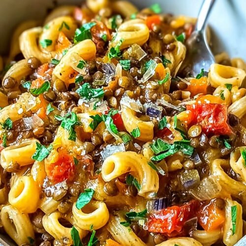 One-Pot-Pasta mit Linsen: Ein herzhaftes Rezept aus einem Topf extra recipe photo