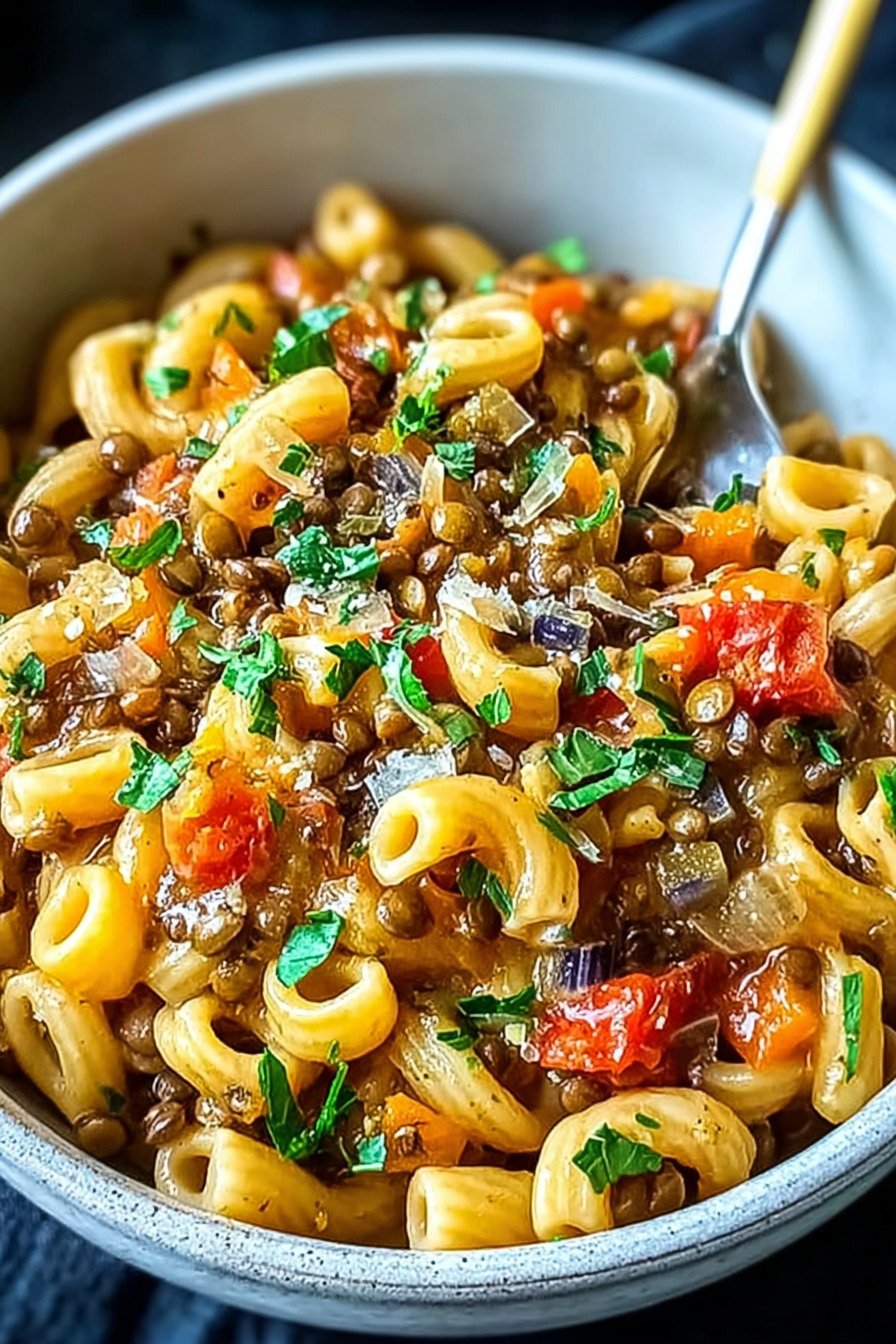 One-Pot-Pasta mit Linsen: Ein herzhaftes Rezept aus einem Topf extra recipe photo