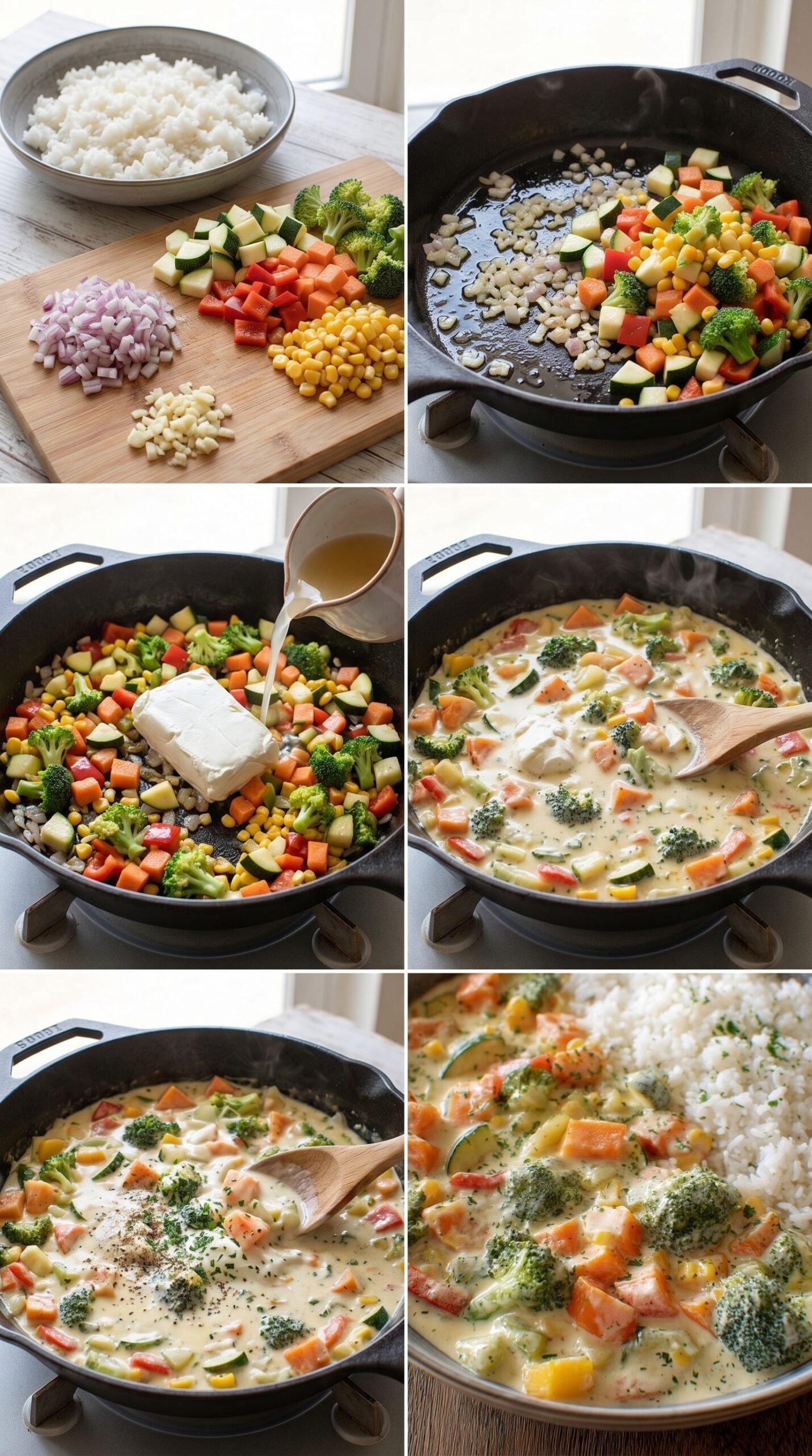 Reis mit Gemüse-Frischkäse-Sauce – cremig, bunt und alltagstauglich recipe instructions