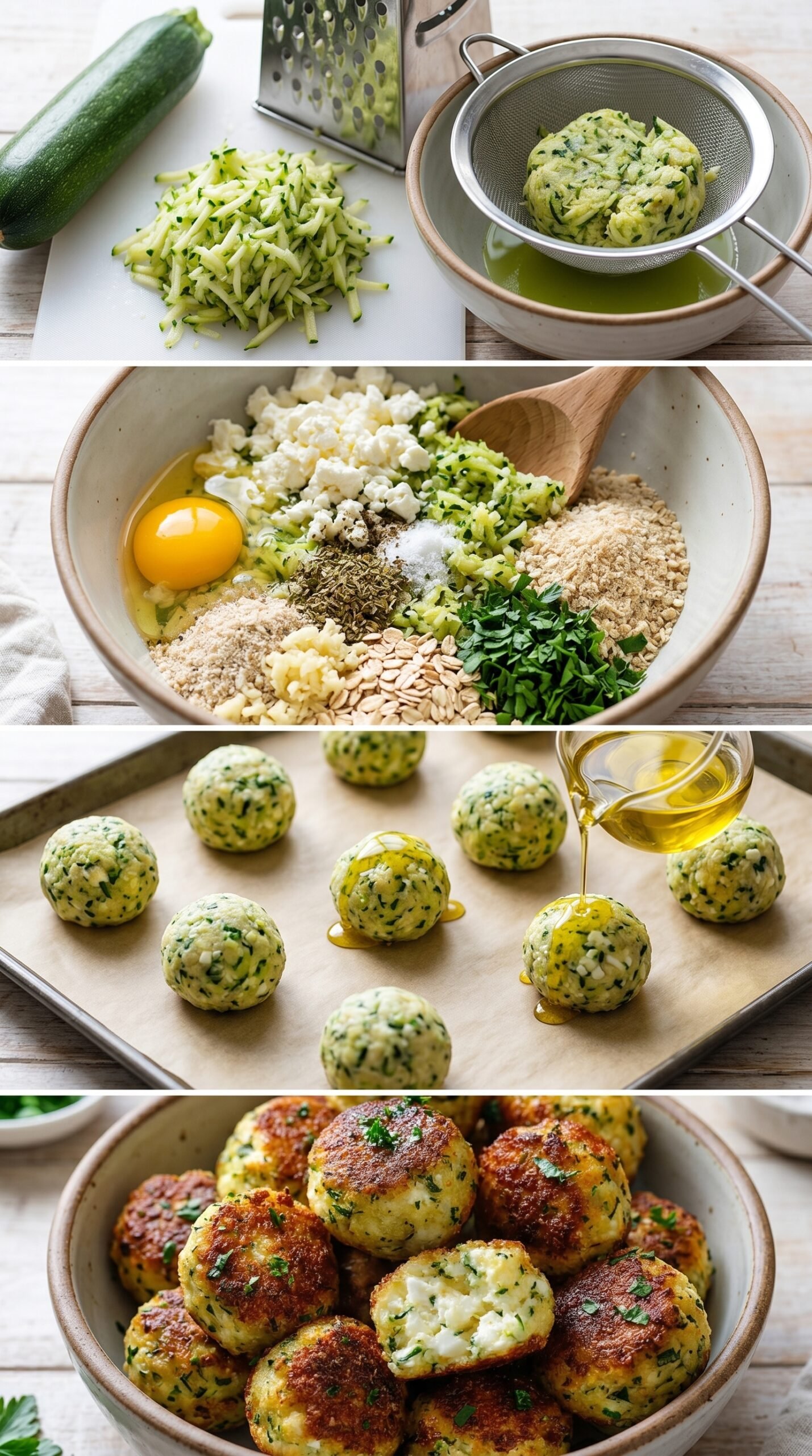 Knusprige Zucchini Feta Bällchen aus dem Ofen die gerade Pinterest erobern recipe instructions