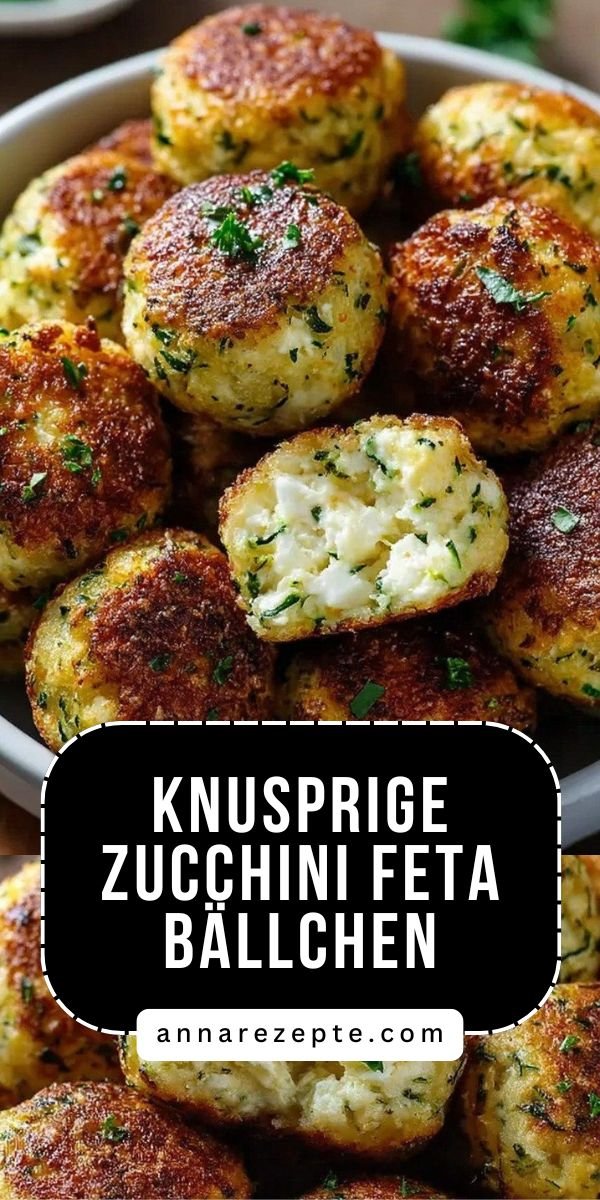 Knusprige Zucchini Feta Bällchen aus dem Ofen die gerade Pinterest erobern save this recipe