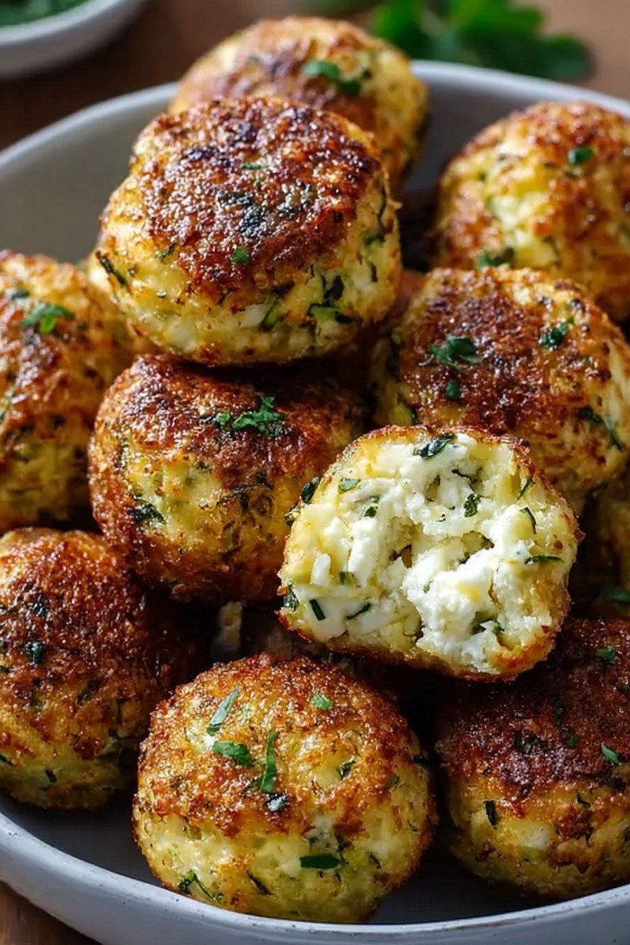 Knusprige Zucchini Feta Bällchen aus dem Ofen die gerade Pinterest erobern final result