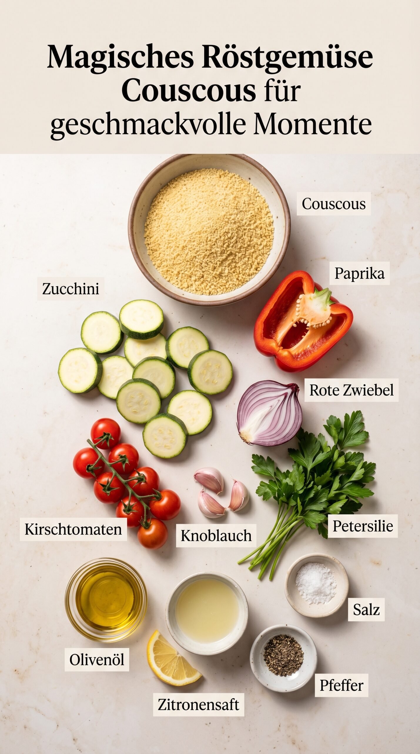 Magisches Röstgemüse Couscous für geschmackvolle Momente recipe ingredients