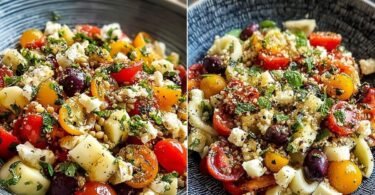 Mediterraner Buchweizensalat: Frischer Salat mit Kräutern und Gemüse recipe photo