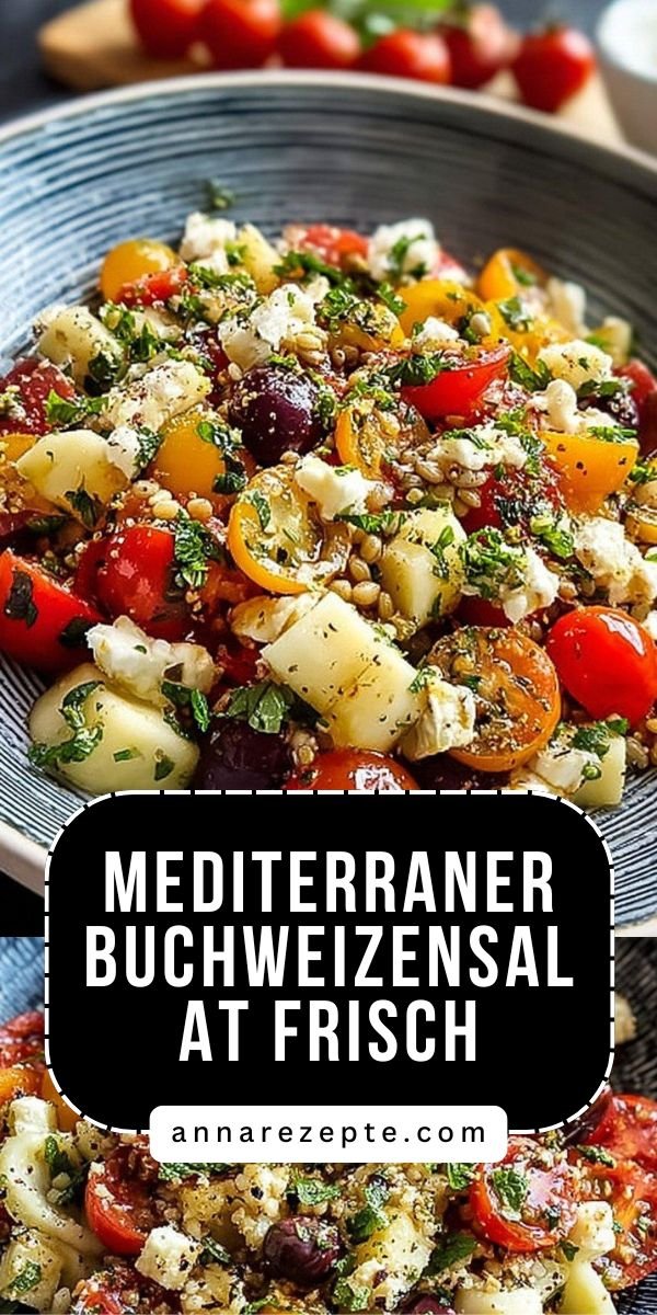 Mediterraner Buchweizensalat: Frischer Salat mit Kräutern und Gemüse save this recipe