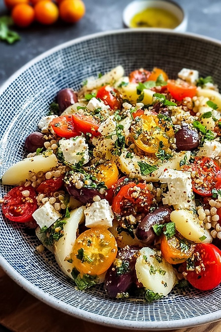 Mediterraner Buchweizensalat: Frischer Salat mit Kräutern und Gemüse final result