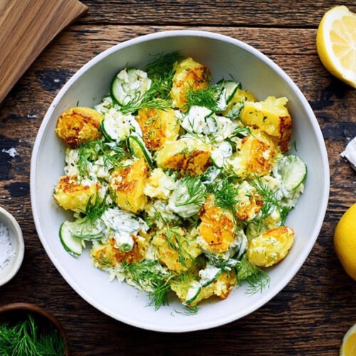 Crunchy Potato Salad – Rezept mit knusprigen Kartoffeln und cremiger Sauce extra recipe photo