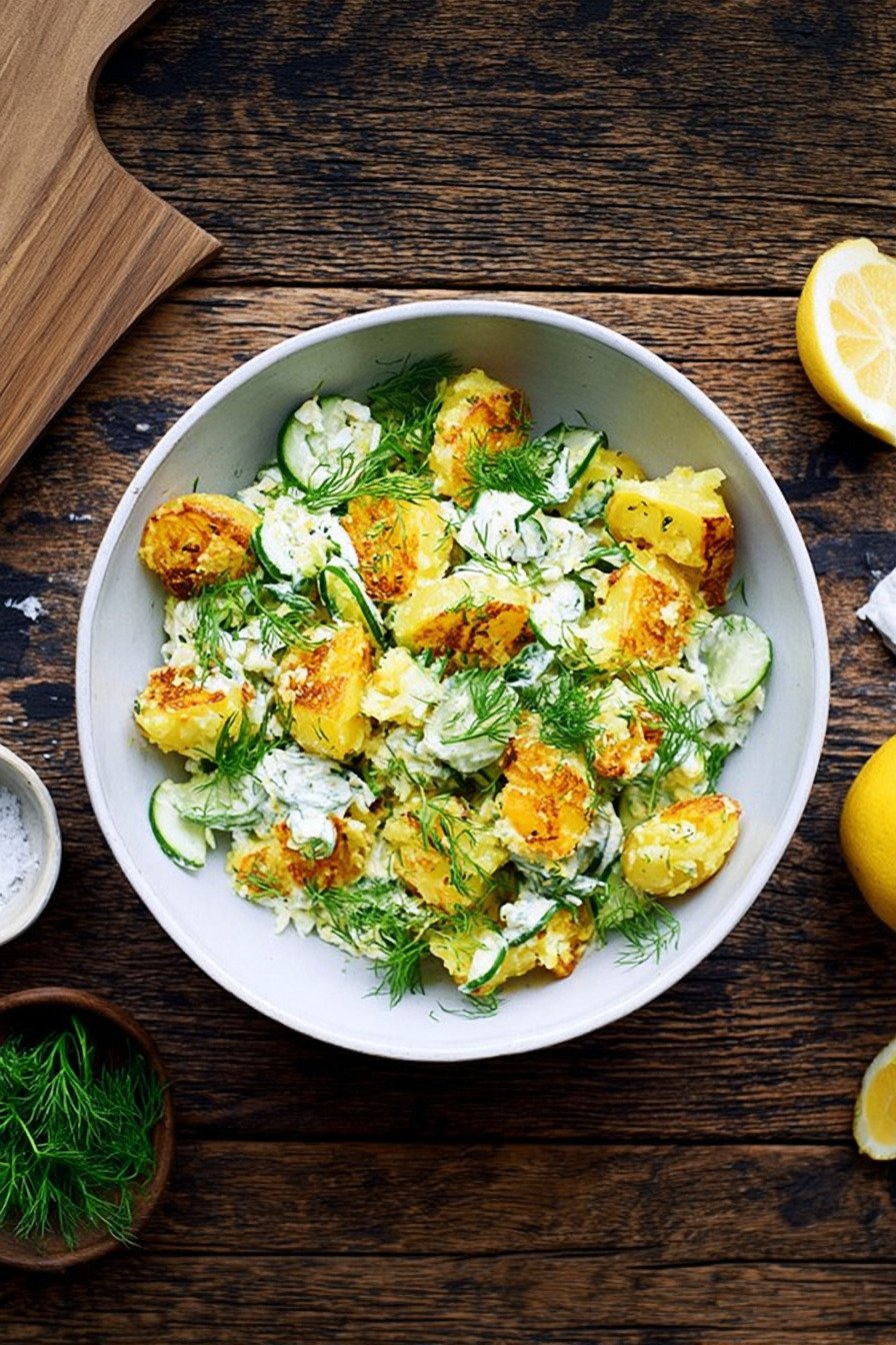 Crunchy Potato Salad – Rezept mit knusprigen Kartoffeln und cremiger Sauce extra recipe photo
