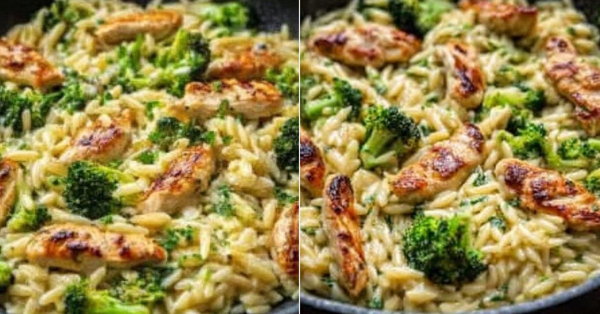 Cremige Hähnchen-Orzo-Pfanne mit Brokkoli: Ein herzhaftes Pfannengericht recipe photo